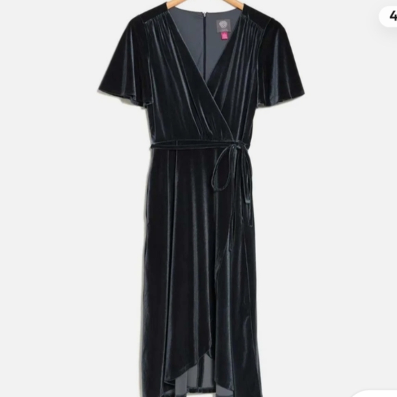 NWT Vince Camuto Velvet Elegant Navy Wrap Dress Size 16 - Picture 4 of 8